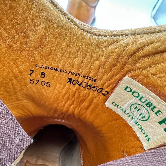 Double-H Women Size 7B Brown Tan Leather Pull On Low Heel Western Cowboy Boot - Picture 10 of 14